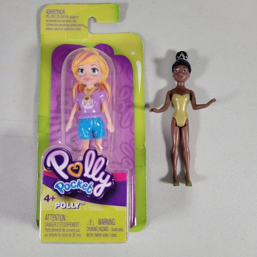 Polly Pocket Mini Doll Blonde 4" New In Box and Polly Pocket Tiana Loose